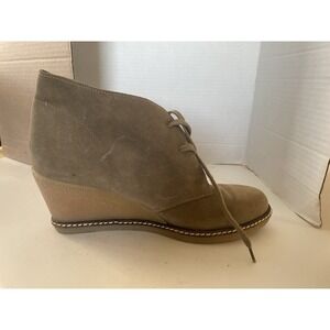 J Crew Womens McAllister  Size 9  Tan Leather Wedge Heel Lace Up Bootie 28671
